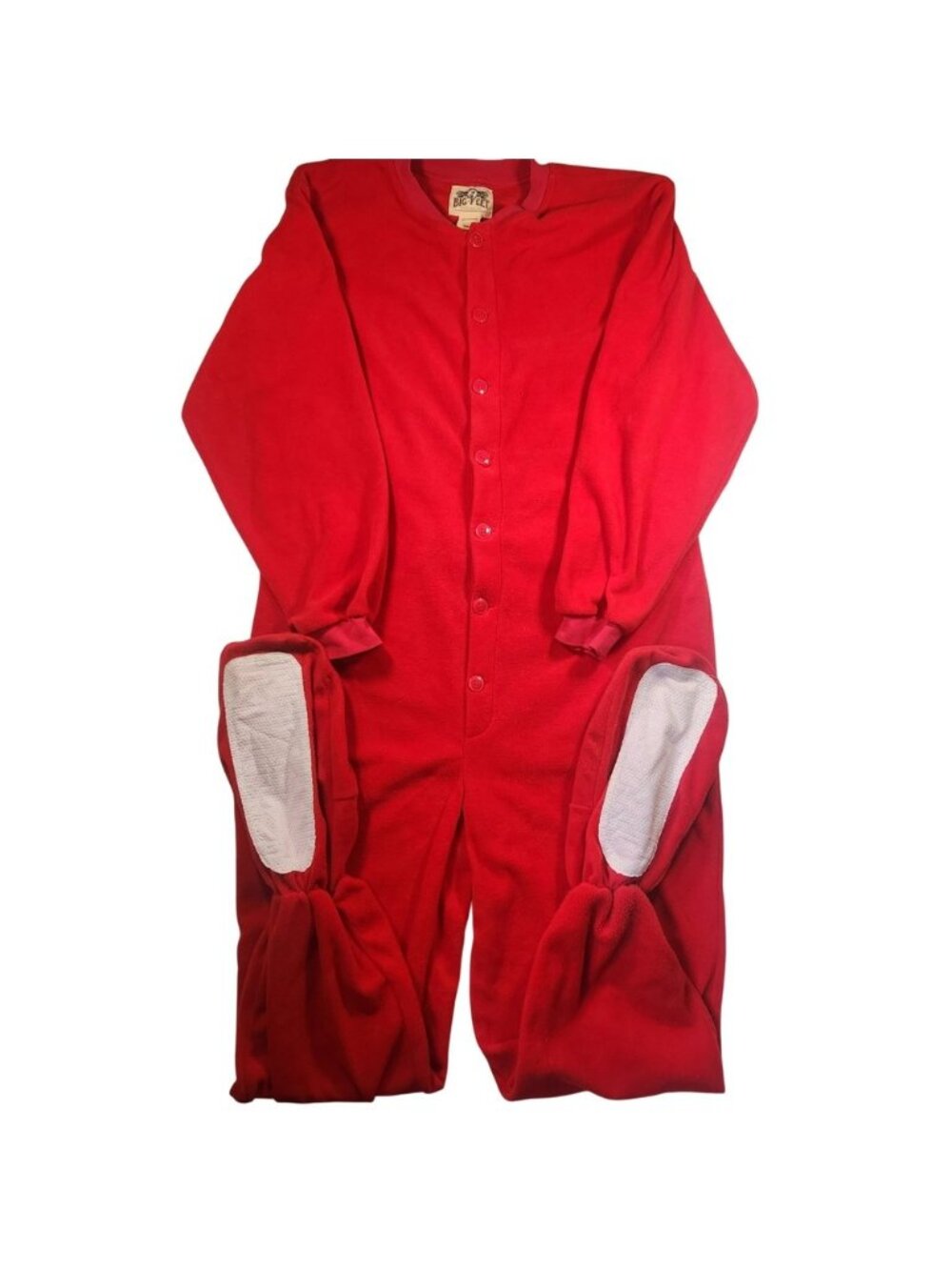 Big Feet Pajama Co Red Fleece Footed Onesie Pajamas Drop Seat Mens Large PJ L